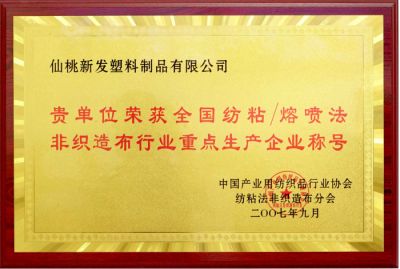 重點生產企業稱號
